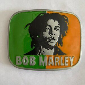 BOB MARLEY ORANGE GREEN BELT BUCKLE 4"x 3" UNISEX